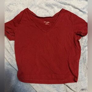 Wild Fable Burgundy V-Neck Tee cropped